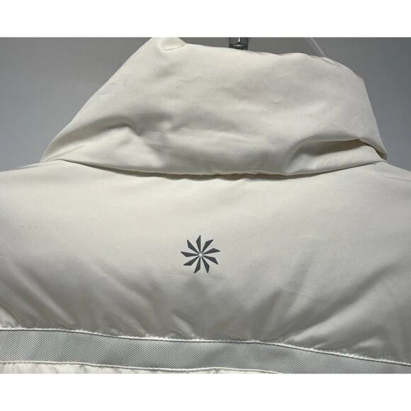 ATHLETA Women's Asymmetrical So Down Puffer Jacket in Ivory size XL with Pockets - Picture 4 of 8